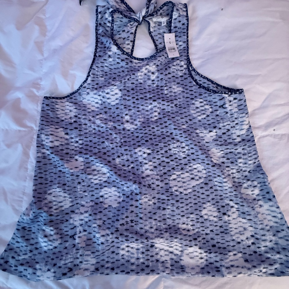 Lou & Grey Blue Tie-Back Patterned Tank
